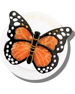Solar Eclipse Hand Painted Monarch Butterfly Phone Grip - Orange