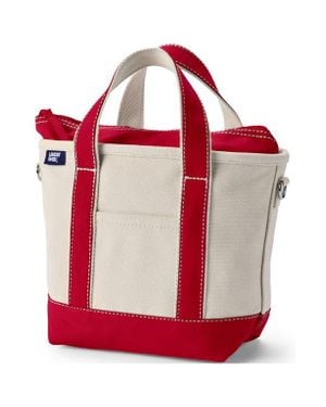 Lands' End Zip Top Canvas Tote Bag - Red