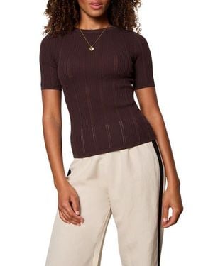 Sanctuary Perfect Pointelle Rib T-Shirt - Multicolor