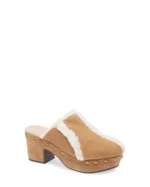 Chocolat Blu Greer Genuine Shearling Platform Clog - Multicolor