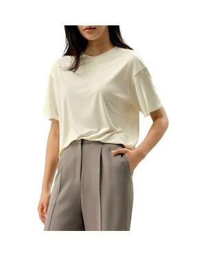 LILYSILK Silk Jersey Oversized Tee - Natural