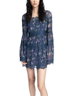 Anna Sui Night Blooming Chiffon Dress - Blue