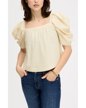 Sam Edelman Puff Sleeve Square Neck Top - Blue