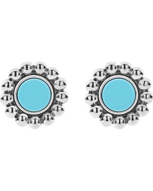 Lagos Sterling Silver Maya Ceramic Stud Earrings - Blue
