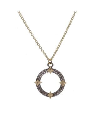 Armenta Old World Champagne Diamond Open Pavé Circle Necklace - Metallic