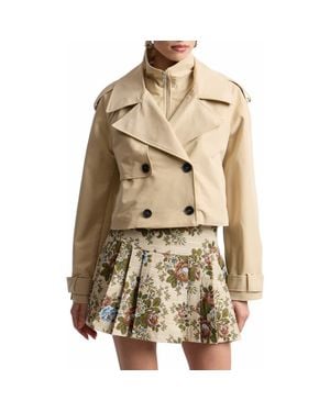 Avec Les Filles Cropped High Neck Jacket - Natural