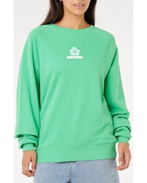 Rip Curl Luxe Surf Puff Logo Crewneck Sweatshirt - Green
