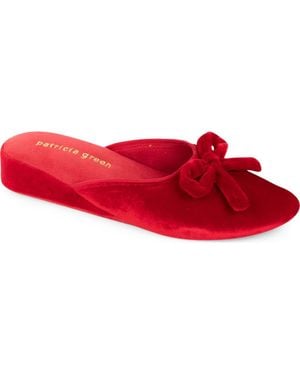 Patricia Green Velvet Bow Wedge Slipper - Red