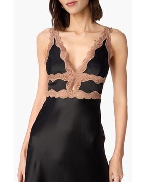 Cami NYC Wendice Lace Trim Satin Slipdress - Black