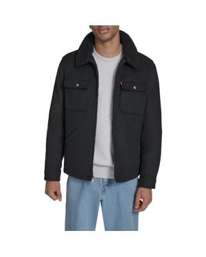 Levi's Brushed Twill Depot Jacket With Faux Shearling Collar - Black