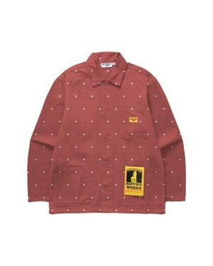 Service Works Polka Dot Cotton Canvas Button-Up Chore Coat - Red