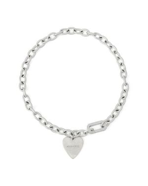 AllSaints Heart Charm Chain Link Necklace - White