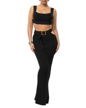 JLUXLABEL Nikole Crop Top & Skirt - Black