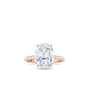 HauteCarat Oval Cut Pavé Lab Grown Diamond Ring - White