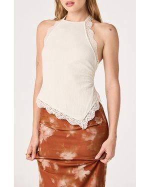 Astr Zoe Lace Halter Top - White
