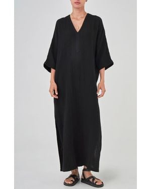 ocean + main Gauze Arc Seam Caftan - Black