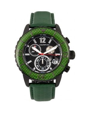 Morphic M51 Series Chronograph Leather-Band Watch W/Date - Green