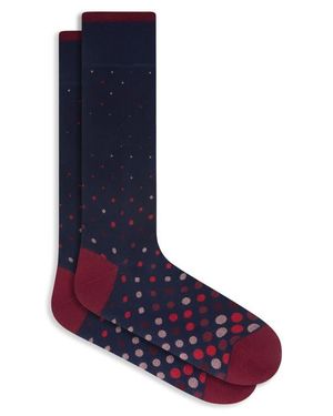 Bugatchi Gradient Dot Mercerized Cotton Blend Dress Socks - Blue