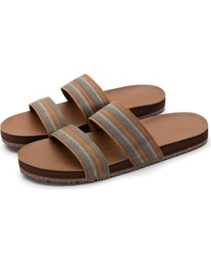 feel good Zensole Vistas Faux Leather Double Strap Slide Sandals - Brown