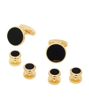 Link Up Classic Round Plated Gemstone Cufflinks And Tuxedo Studs - Metallic