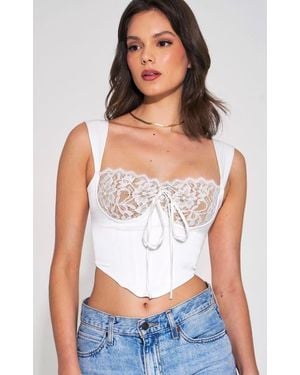 Miss Circle Everly Lace Satin Corset Top - White