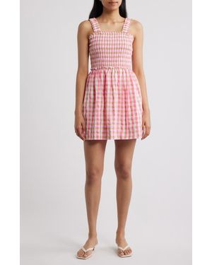 Lilly Pulitzer Hadly Check Print Skirted Romper - Pink