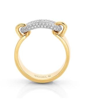 Michael M Luxe Link Pave Two Tone Ring - Metallic