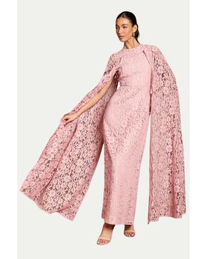 Coast Lace Cape Gown - Pink