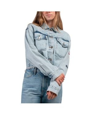 Hype and Vice Alabama Crimson Tide Lightwash Full-Button Jean Jacket - Blue