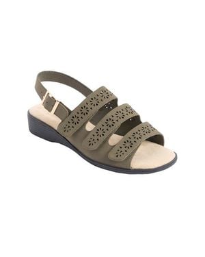 Comfortview The Sutton Suede Like Adjustable Sandal - Metallic