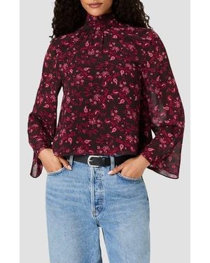 French Connection Marina Tie Neck Chiffon Top - Red
