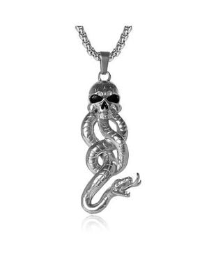 Harry Potter Dark Mark Skull And Snake Pendant Necklace, 22 - Metallic