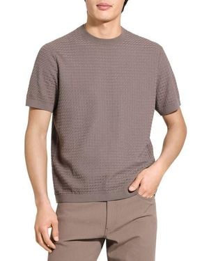 Theory Damian Tactile Crewneck T-Shirt - Gray