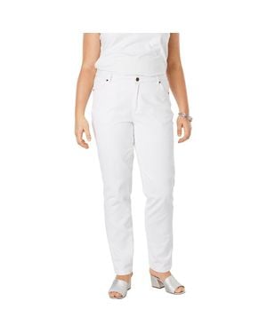 Jessica London Classic Cotton Denim Straight-Leg Jean - White