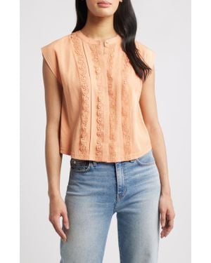 Wit & Wisdom Embellished Cap Sleeve Button-Up Shirt - Blue