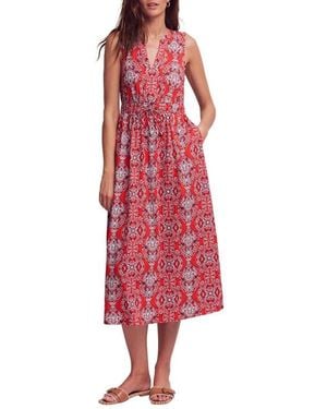 macy's fit and flare dresses Boden Women's Ava Linen Blend Midi Dress in Blue