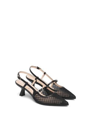 Nero Giardini Mesh Pointed Toe Slingback Pump - White