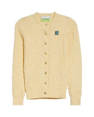Conner Ives The Shirred Knit Cotton & Cashmere Cardigan - Natural