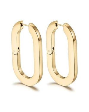 Jane Basch Flat Oval Hinge Hoop Earrings - Metallic