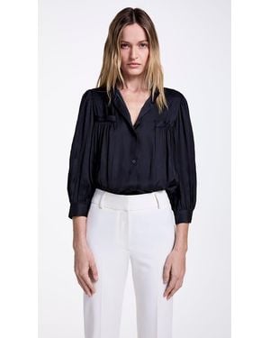 Smythe Shirred Pocket Blouse - Blue