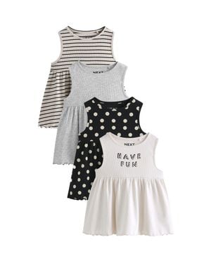 Next Kids' 4-Pack Assorted Rib Cotton Tops - White