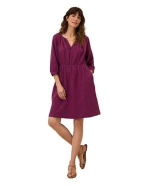 Pact Organic Cotton Coastal Double Gauze Peasant Dress - Purple