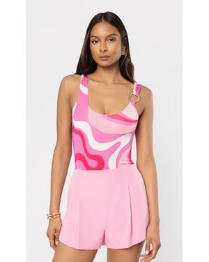 Generation Love Marius Geometric Sheen Jersey Bodysuit - Pink