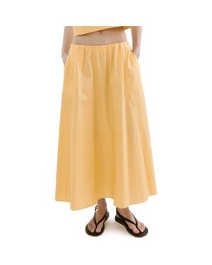 Mango Flared Cotton Midi Skirt - Yellow