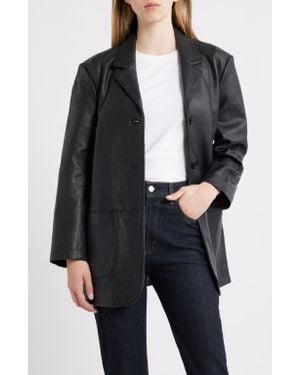 Schott Nyc Oversize Leather Blazer - Black