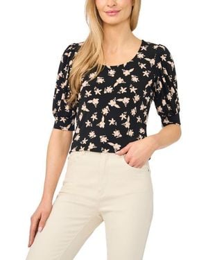 Cece Floral Knit Top - Black