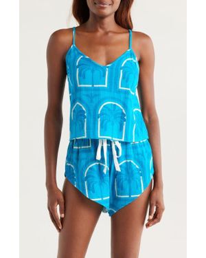 Kilo Brava Print Crop Camisole & Tap Shorts Set - Blue