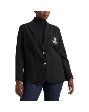 Ralph Lauren Crested Stretch Cotton Blazer - Black