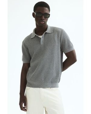 H&M Regular-Fit Knit Polo Shirt - Gray