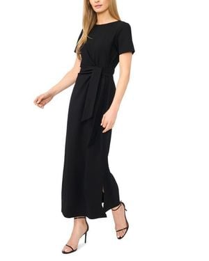Halogen® Tie Front Short Sleeve Midi Dress - Black
